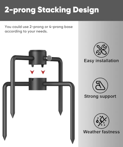 Pole Stabilizer Stand Applies to 1.41"/1.81”/2.12” Poles with 2 Adjustable Adapters, Outdoor Bird Feeder Pole Base, In-Ground Umbrella Stand Anchor Support, Black, 1 Pack - size: L-Upgraded