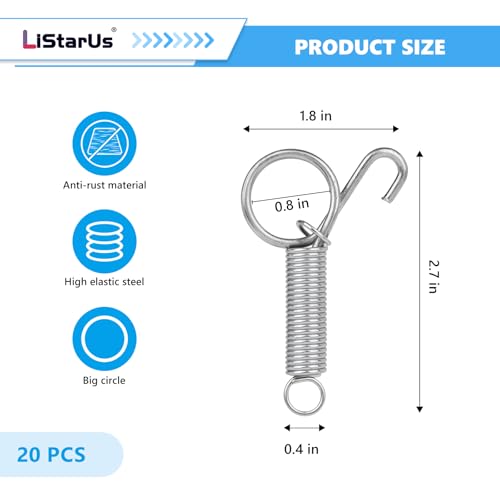 20 Pack Spring Door Latch for Rabbit Cages Metal Pet Spring Door Latch Lock | Multi-Functional for Fixing Birds Small Animal, Chicken, Dog, Cat, Parrot, Guinea Pig, Squirrel Cages Clips
