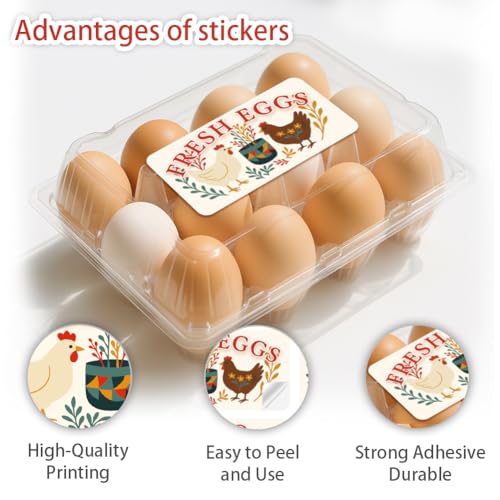 160 Pcs Farm Fresh Egg Carton Labels, Funny Egg Carton Labels Waterproof PET Adhesive Egg Packaging Sticker for Box Container Carton Farm Supplies - color: Funny Style