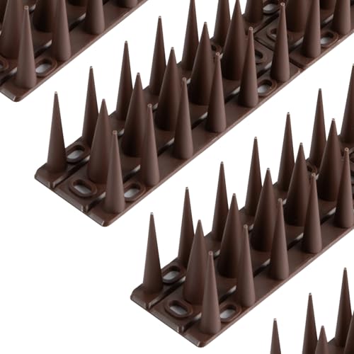 OFFO Bird Spikes for Pigeon Woodpecker Crow, Outdoor Use for Balcony Patio Window, Easy to Install, Brown, Covers 12.5 Feet(3.8m) - color: Brown