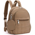 Mini Backpack for Women, Anti Theft RFID Small Travel Backpack | Compact Backpack with Built-in RFID Wallet(5 Slots) & Coin Purse, 10-Pocket Fits 11" Tablet, Puffer Nylon, Daily & Work - color: Coffee Brown