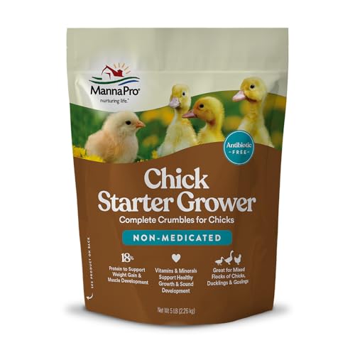 Manna Pro Chick Starter Feed, Non-Medicated Chicken Feed with Vitamins & Minerals, Complete Nutrition for Baby Chicks, 5 lb Bag | Complete Chick Feed Formula, Starter Feed with Vitamins & Minerals, Balanced Nutrition for Growing Baby Chicks