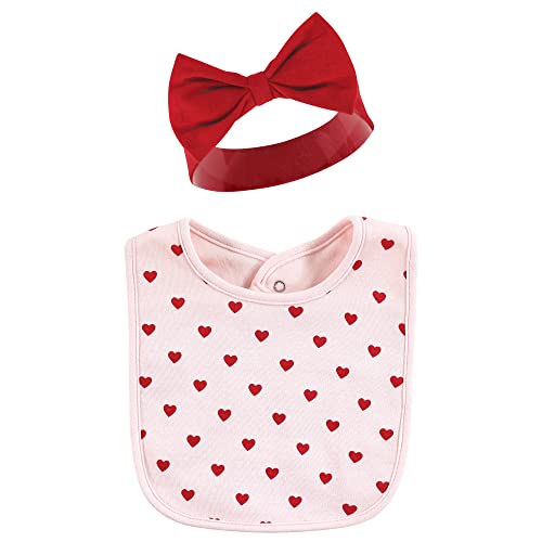 Hudson Baby Unisex Baby Cotton Bib and Headband Set - color: Valentine Sweetheart, size: One Size (Pack of 2)
