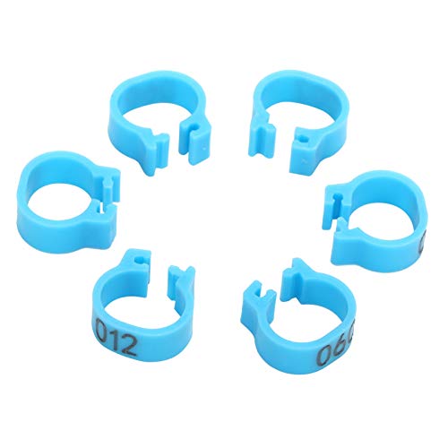 8mm Pigeon Leg Bands 0-100 Numbers Chicken Identification Leg Bands for Bantam Finch Dove Lovebird Coturnix Quail (Blue) - color: Blue