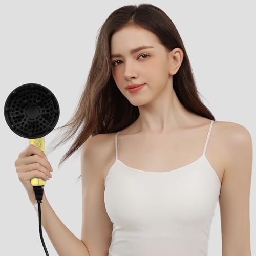AINA Diffuser Hair Dryer Full-Featured Blow Dryer 110V/1600W(Zest Yellow) | 3 Heat/2 Speed;Cold shut button;Lightweight;Compact Size;High Temp;Low Airflow;Same Results;Less Expense - color: Zest Yellow, size: 3 Piece