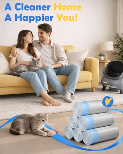 180 Count Automatic Cat Litter Box Liners Bags Compatible with NeakasaM1 Petpivot Autoscooper 11/12 and Similar Open-Top Self-Cleaning Cat Litter Box, Drawstring Handle Heavy Duty Leak-proof, 27*13in - size: 180 Count (Pack of 1)