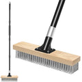TidyBliss Stainless Steel Wire Scrub Brush with Long Handle, Heavy Duty Stiff Metal Broom Scrubber, Outdoor Moss Removal for Concrete Floor, Deck, Garden, Patio, Roof, Brick, Garage, Swimming Pool