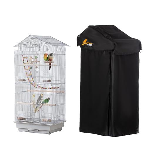 Small Black Good Night Blackout Bird Cage Cover(18 x 14 x 40inch) | Durable Breathable Washable Material, for Birdcage with Roof Top, Create Quiet Environmente, Cage is not Included - size: 18"L x 14"W x 40"H