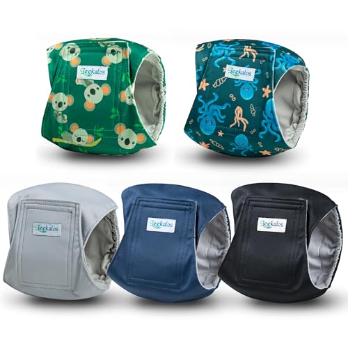 Leekalos Male Dog Diapers, Dog Belly Bands for Male Dogs | Wraps Washable Doggie Diapers High Absorbing Dog Belly Bands - color: Octopuses+Plain, size: X-Large (22"-27")