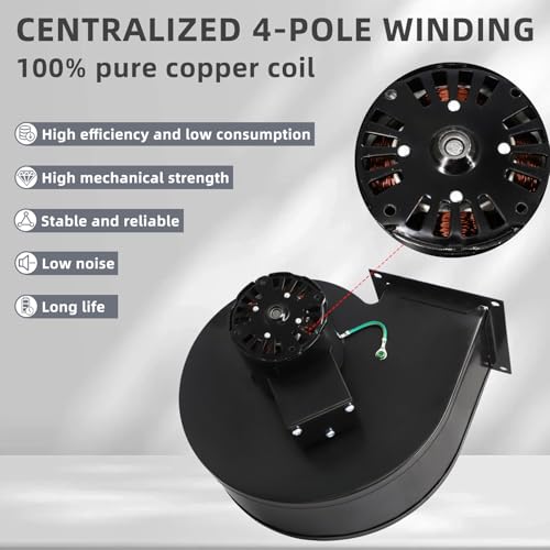 Criditpid 1TDR3 4C447 Centrifugal Blower Fan Motor Replacement for Englander 25-PDV, 55-SHP22, 55-TRP22 Pellet Stove Blower.
