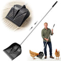 Thiswing Chicken Poop Scooper & Rake 2-in-1, Black | Adjustable Handle Length, Features Manure Sifting Capability, Ideal for Chicken Coops and Farm Animal Cleaning - color: Black