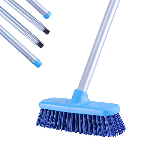 YONILL Deck Scrub Brush with Long Handle for Indoor and Outdoor Cleaning | Stiff Bristle Scrubbing Brush, 50" Adjustable Handle, Floor Scrubber Brush for Bathroom, Shower, Tile Floors, Garage, Patio