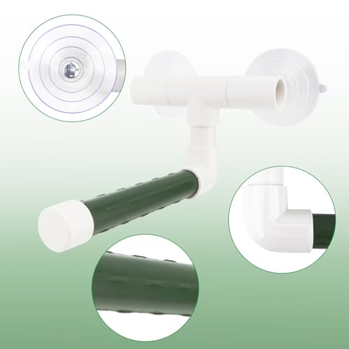 Hypeety Portable Suction Cup Bird Window and Shower Perch Toy Parrot Stand | 2 strong suction cups, parrot bath perch, easy to install, fits windows/shower tile, for budgies/parakeets/lovebirds, green