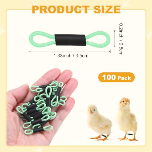 M METERXITY 100-Pack Adjustable Chick Leg Bands, 1.38" x 0.2" Polyester Chicken Leg Brace for Chicks/Ducks/Birds [Green] Poultry Leg Bands - color: Green