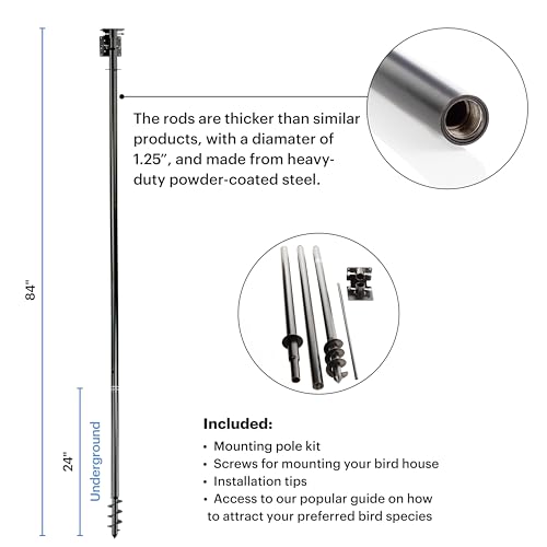 WHITEHORSE Bird House Pole Mount- A Professional Bird Feeder Pole for Outside - Very Sturdy Against Strong Winds - 7’ Tall Bird House Poles for Outdoors - Pole for Bird Feeders - Bluebird House Pole - style: Mounting Pole