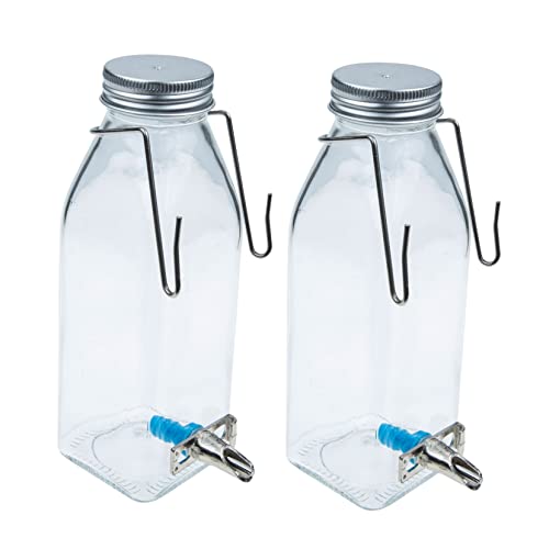 Kisangel Rabbit Water Bottle Hanging Water Feeder 2-Pack Small Pet Dispenser for Rabbits Hamsters Chinchillas with Hooks 6.49 X 2.16 X 2.16 in