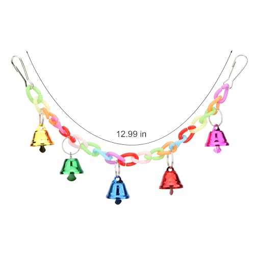 Hypeety Colorful Bird Bell Toys Parakeet Cage Hanging Chew Bells for Parrot | Bright colorful bells, chewable, safe materials, fits most cages, easy to hang, reduces boredom, for small parakeets, 5 bells - color: Swing Bell