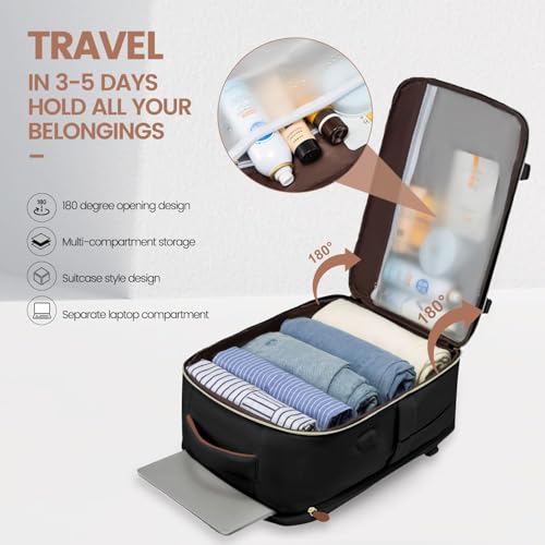 LOVEVOOK 40L Travel Backpack Carry On Airline Approved, Large Backpack with 3 Packing Cubes, TSA Travel Essentials Carry On Bag, Waterproof Weekender Overnight Luggage Daypack, Fits 17.3 Inch Laptop - color: Black-gray-chestnut Brown, size: Large - 17.3 I