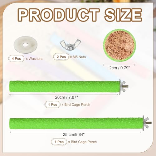 Bird Cage Perch, Colorful Parrot Grinding Claw Sticks, Platform Paw Stand Toy 8/10 Inch, (Wooden, Green, 2Pcs), Intended for Small Medium Birds/Parrots/Finches/Lovebird - color: Green, size: 8/10 Inch