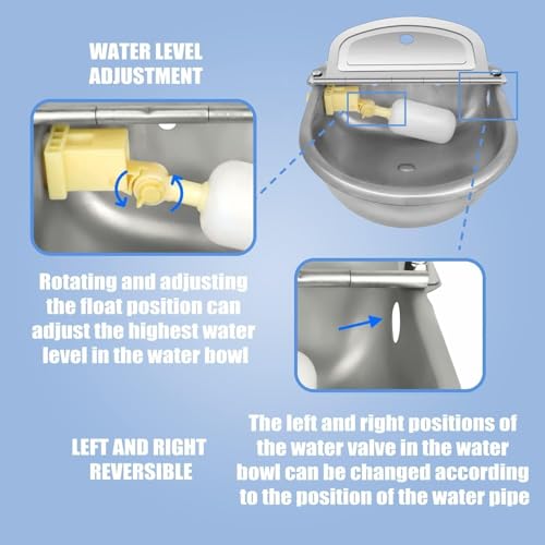 Automatic Animal Drinking Water Bowl with Float Valve, Extended Pipe,3L Stainless Steel Waterer Feeder Farm Dog Dispenser Kit Self Filling for Livestock Horse Goat Water Trough - size: 71" Hose