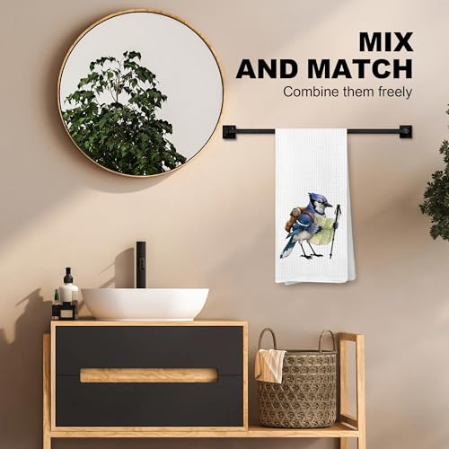 Funny Blue Jay Bird Hiking Decorative Hand Towel for Bathroom, Bird Lover Watcher Gifts, Gifts for Hiking Camping Adventure Lovers Dish Tea Towels for Kitchen, 16x24 Inches