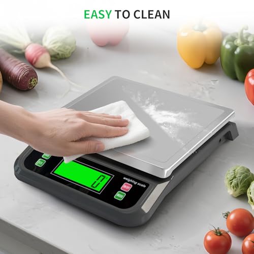 Large Digital Kitchen Scale40kg Stainless Stee with 6 Unit Tare PCS Funtion | Food Scales 88lbs with LCD Display for Baking, Bread, Cooking, Meat, Vegetables, Farm with Adapter Grey - color: Grey-40kg, size: Grey-40kg