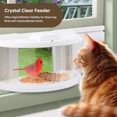 JOYSEUS Window Bird Feeder, 180° Clear View Bird Feeder, Durable and Elegant in-Window Bird Feeder for Watching Birds - Embrace The Delight of Bird Feeder.