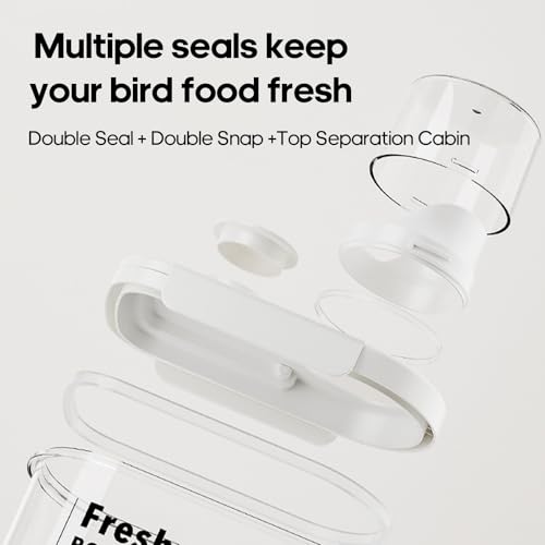 3 Qt/2.8 L Bird Seed Storage Container with Lids Airtight Measuring Cup, Bird Seed Dispenser Pet Food Container Are Used to Store Bird Food, Chicken Feed BPA Free (2.8L, White) - color: 2.8L/White