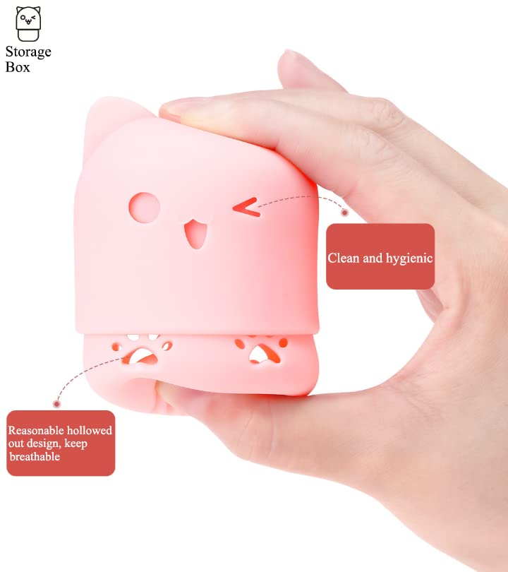AKOAK Cute Cat Silicone Makeup Sponge Storage Rack, Makeup Egg Drying Rack, Portable Puff Protective Cover Beauty Tool (Pack of 2, Random Color)