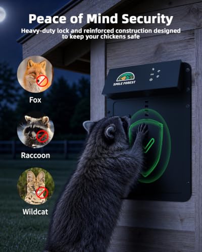 Smart WiFi Automatic Chicken Coop Door with App Controlled, Aluminum Alloy Automatic Chicken Door with Multiple Modes, Solar Chicken Coop Door with Timer & Light Sensor