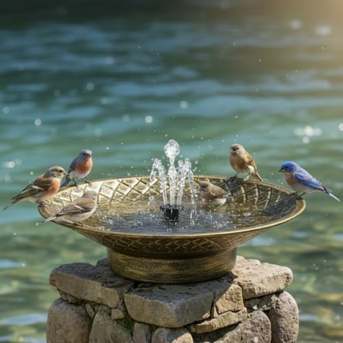 Solar Bird Bath for Outdoors, Metal Solar Bird Bath Fountain, 12.6" Bird Bath Bowl, Bird Water Fountain for Garden Patio Lawn Decor, Gold - color: Gold