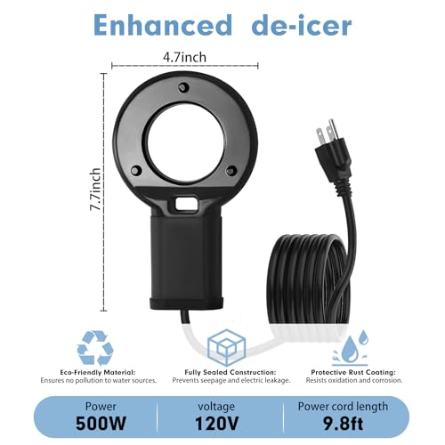 3PCS 500W Utility De-Icer Heater - Cast Aluminum Thermostatic Control for Bird Bath, Chicken Waterer & Stock 9.8FT Cord Chicken Water Heater - Safe for Livestock, Wildlife