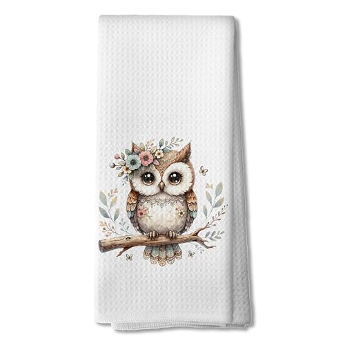 Cute Coquette Owl Kitchen Towels, Owl Lover Gifts Dish Tea Towels for Kitchen Decor, Owls Decorative Dish Tea Towels, 16x24 Inch - color: 03color