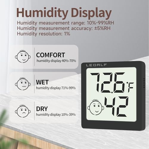 Mini Humidity Meter Hygrometer 6 Pack Room Thermometer Indoor Digital Temperature and Humidity Monitor (Black) - style: Style A-Black-6pcs