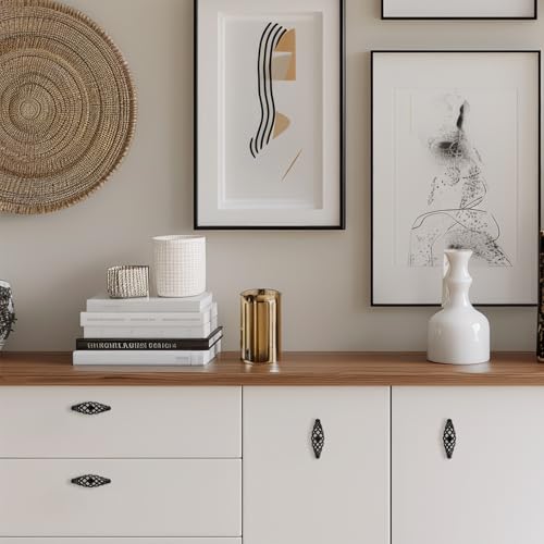6Pcs Muted Black Birdcage Cabinet Handle Single Hole for Drawer | Nest Twist Design, Fits Wardrobe Cupboard and Kitchen Dresser, Easy Install