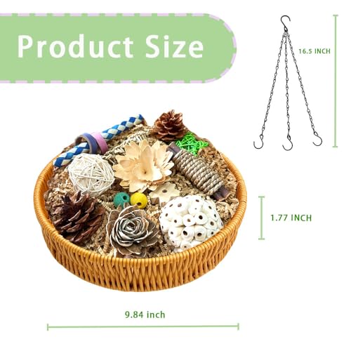 Bird Toy Parrot Toys Rattan Bird Foraging Box for Cockatiels,Parakeets,Conures,Love Birds & Small to Medium Parrots - size: Large-rattan