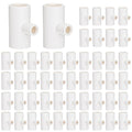 50 Pack PVC Tee Fittings for Chicken Waterer - Threaded Connectors for Poultry Nipples, Automatic Chicken Water Drinker Cups and Feeder Systems, Durable & Leak-Proof (White)