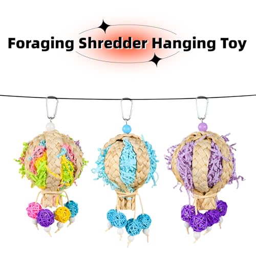 Bird Foraging Shredder Hanging Rope Perch With Bell - Parrot Swing Climbing Standing Toy - Cage Accessories for Parakeet, Conure, Cockatiel, Budgies, Lovebird - Blue, 1 Pack - color: Blue