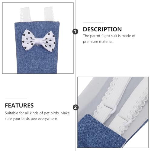 Parrot Flight Suit Diaper Adjustable Fabric Bird Apparel Small Denim Soft Breathable Pet Bird Suit for Flying and Travel
