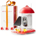 Solar Hummingbird Feeder with Camera for Outdoors, 2K Smart AI Video | 2K live video smart bird camera, AI species identification, Ant guard base & moat, Bee proof, 3 feeding ports, Ideal gift