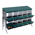 Chicken Nesting Box 10-Compartment – Roll Away Laying Boxes for Hens with Lid Cover & Egg Protection – Heavy Duty Red Poultry Nest Box - color: Green, size: 59.1"L x 23.6"W x 35.4"H