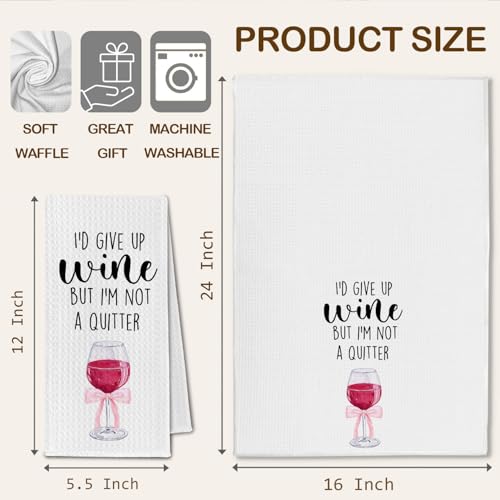 Funny Wine Tea Towel, Coquette Wine Lovers Gifts for Women Men, Funny Kitchen Dish Towels with Sayings for Bar, 16x24 Inch - color: Wine 01