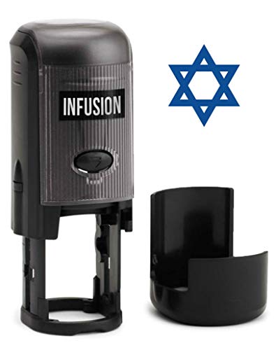 Infusion Round Teacher Stamp, Holiday, 3/4'' Self-Inking Rubber Stamp - Star of David - Lt Blue Ink - color: Star of David