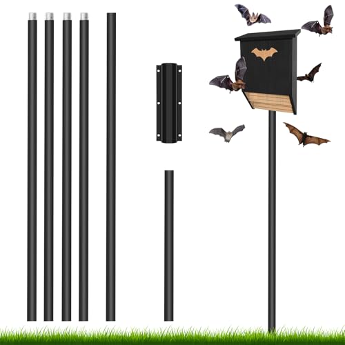15 Ft Telescoping Bat House Pole Adjustable with Ground Socket | Adjustable Purple Martin Bird House Pole, Bat Houses Kit Outdoors With Ground Socket, Bird Feeder Poles Heavy Duty Outdoor