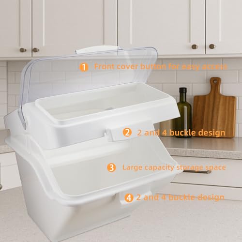 22LB Flour Storage Container With Scoop for Dry Food, Sugar, Baking Supplies,Rice.BPA Free Ingredient Storage Bin，Pet Food Storage Container Dog Cat Birds Food Bin (22 LB) - size: 22 LB