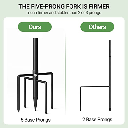 76" Shepherds Hooks for Outdoor, Extra Thick Bird Feeder Pole with 5 Prong Base, Adjustable Shepards Hook for Garden, Weddings, Hanging Plant - size: 76 Inch