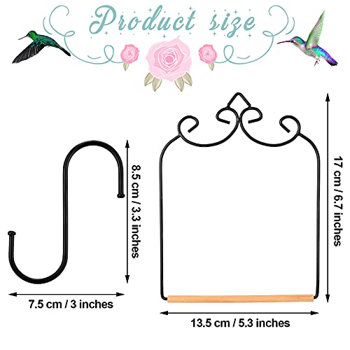 2 Sets Hummingbird Swing, Metal Frame with Wooden Dowel and S Hook | Bird Perch Accessory, Fits Most Feeders, Arched Metal Frame, Natural Dowel Rod, Easy Hang S Hook
