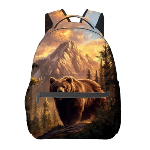 Mountain Bear Backpack Travel Backpacks Laptop Rucksack,School Bookbag for Women Kids Boys Girls,Wilderness Animal Back Pack Accessories Bags,Ideal Gifts for Work, Outdoor Adventures - color: Color58