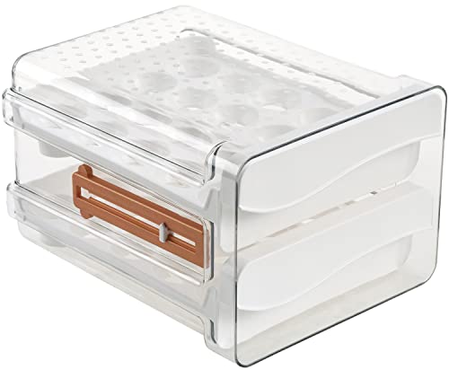 Sooyee Egg Holder for Fridge, Clear, 2 Drawers 40 Eggs | Eggs Organizer for Refrigerator,Space-Saving Egg Container, Clear Acrliy 2-Tier Egg Tray Storage for Kitchen - size: 40 Capacity