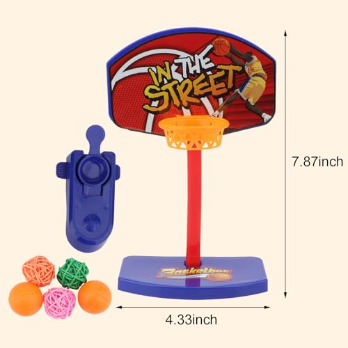 Hypeety Bird Intelligent Mini Basketball Rack Training Toy for Parakeets | Mini hoop and 5 balls, with a ball launcher, easy to install, interactive training exercise, for parrots/cockatiels/conures - color: Mini Basketball